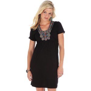 Wrangler Womens Dress Black Scoop Neck Short Sleev